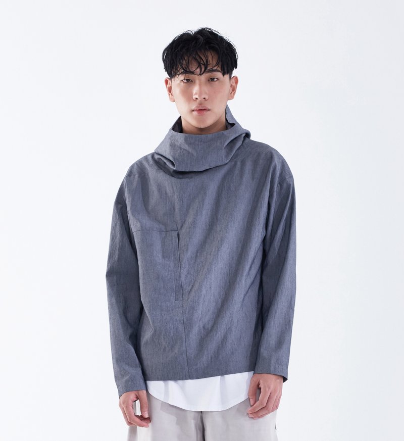 TRAN - 机能拉链帽Ｔ - 中性连帽卫衣/T 恤 - 其他材质 灰色