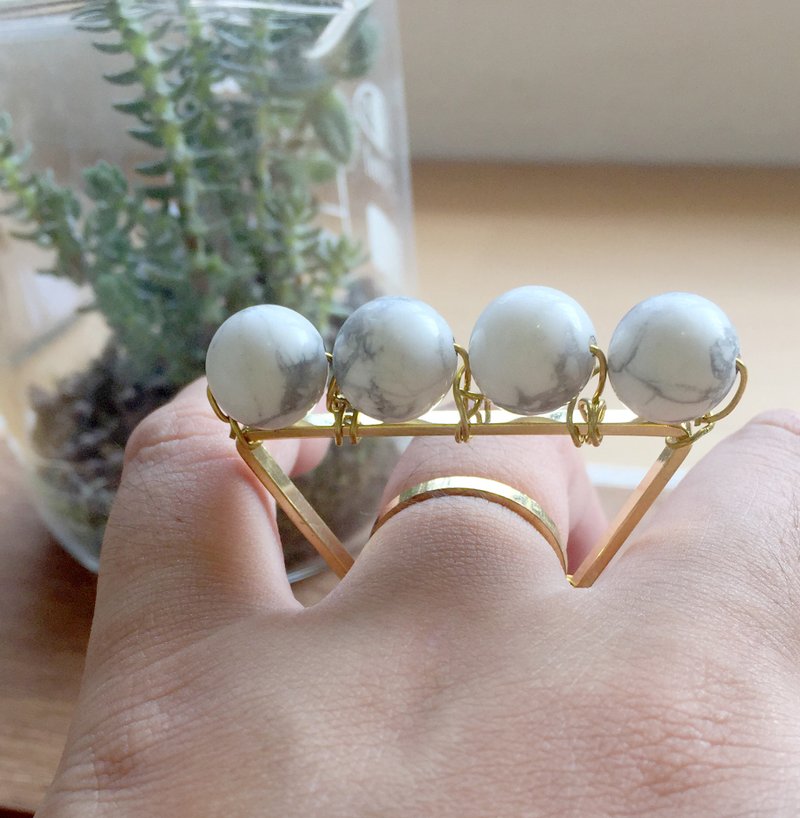 白松石高戒（高戒指） - 项链 - 其他金属 金色