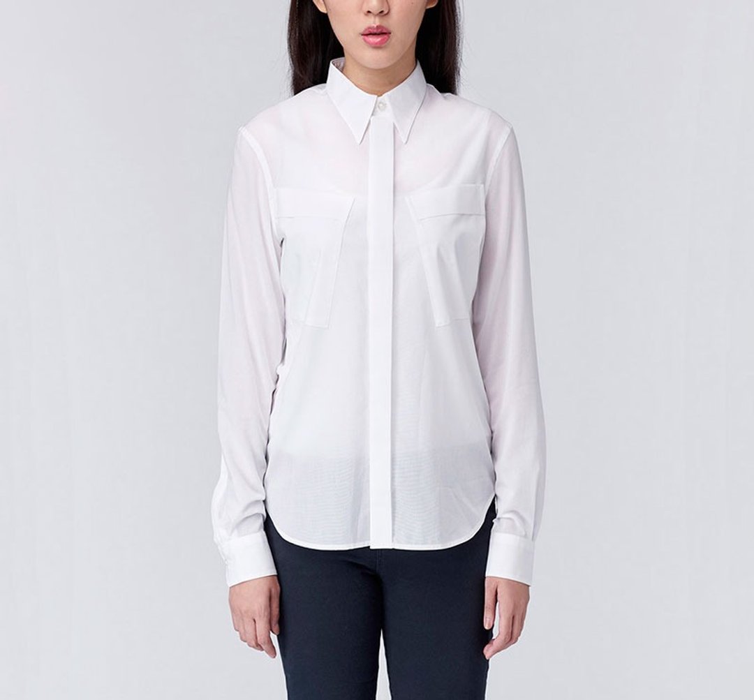 【特卖福利品】永远对生活充满希望 凉感强拈抗皱女长袖衬衫 - 女装衬衫 - 棉 白色