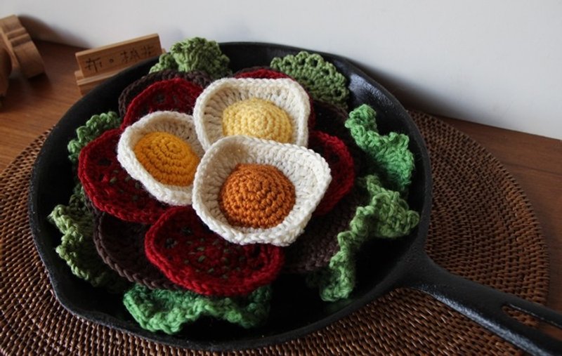 毛线美食 扮家家酒玩具 轻食早午餐 荷包蛋 生菜 肉片 番茄片 - 玩具/玩偶 - 其他材质 多色