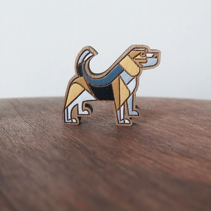 小猎犬木制别针 - 胸针 - 木头 咖啡色