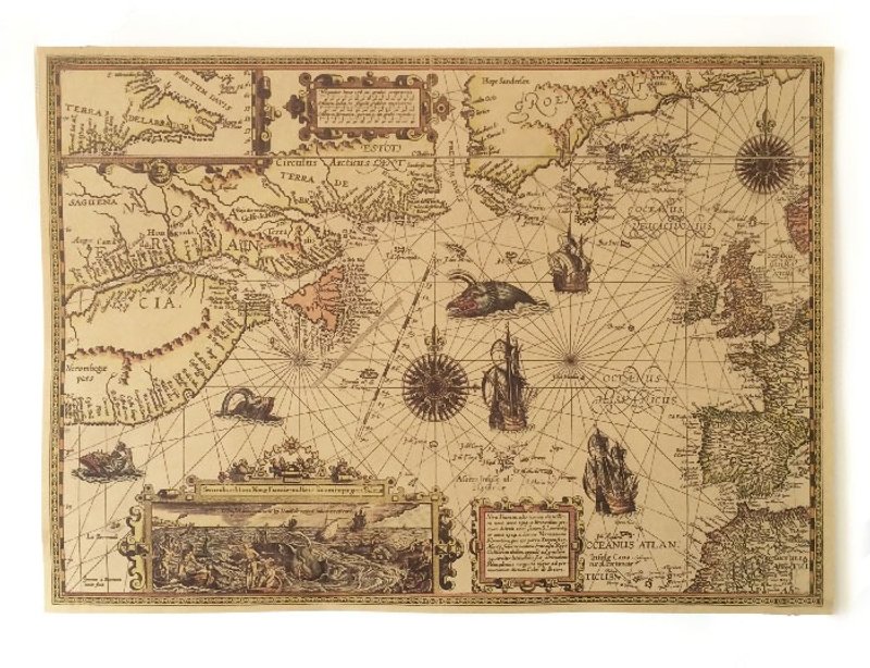 god leading-【海报系列】神秘海怪质感航海地图 复古牛皮纸装饰海报 53*38cm - 海报/装饰画/版画 - 纸 咖啡色