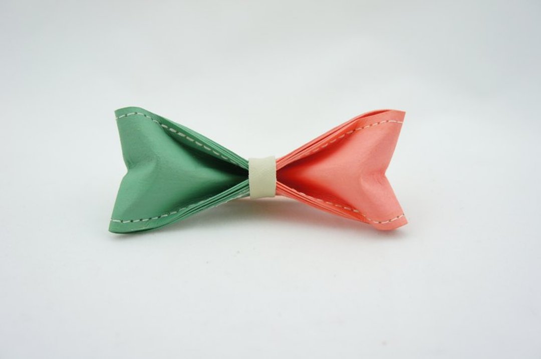 “Paper Bowtie”纸领结 双色系列- No.237（薄荷绿 草莓粉）【圣诞礼物/圣诞风格穿搭/圣诞饰品/领带外首选】 - 领带/领带夹 - 纸 粉红色