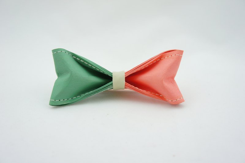 “Paper Bowtie”纸领结 双色系列- No.237（薄荷绿 草莓粉）【圣诞礼物/圣诞风格穿搭/圣诞饰品/领带外首选】 - 领带/领带夹 - 纸 粉红色