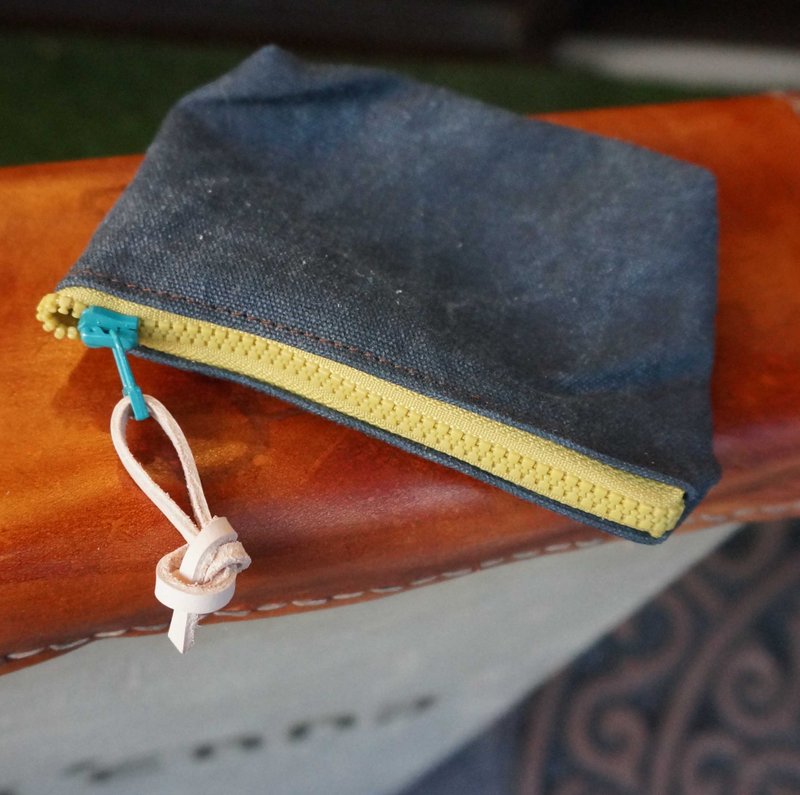 Sienna帆布配皮零钱包 - 零钱包 - 棉．麻 黑色