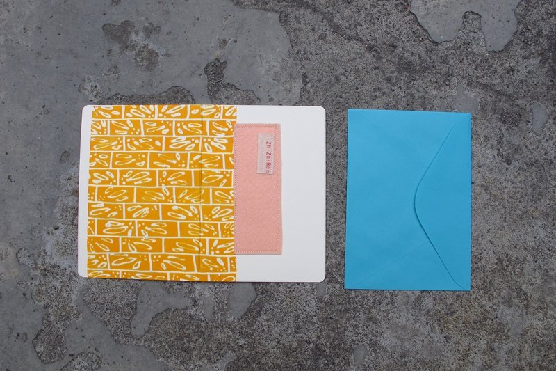 【ZhiZhiRen】老屋系列 – 织织卡片/万用卡 -  花磁砖 - 橘黄 - 卡片/明信片 - 纸 黄色