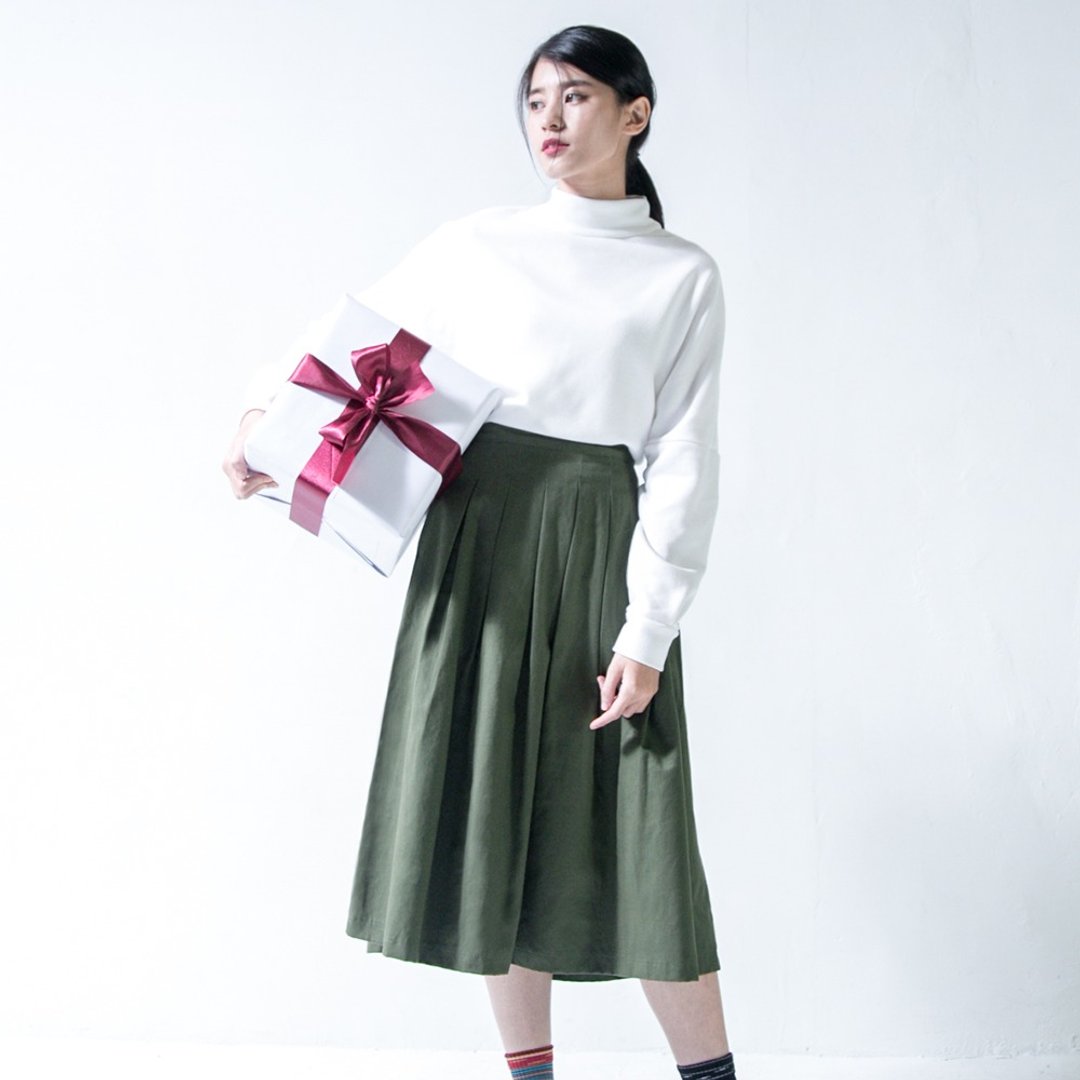 SU:MI said Overlapped 经典合褶长裙_5AF404_绿 - 裙子 - 棉 绿色