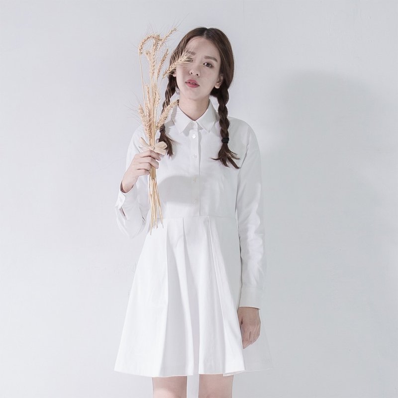 SUMI Youth 青春洋装_5AF103_白 - 洋装/连衣裙 - 棉．麻 白色