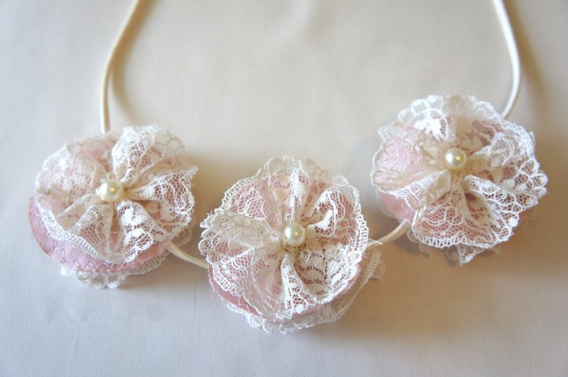 法国马卡龙姐妹店花(粉红款) - 项链 - 其他材质 