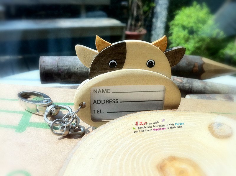 原木行李吊牌-乳牛 - 吊饰 - 木头 金色