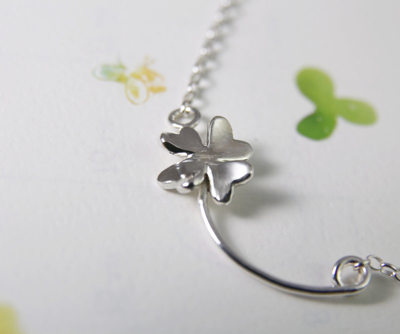 【幸运也幸福】幸运草项链 / 纯银项链/ Four-Leaved Clover - 项链 - 纯银 银色