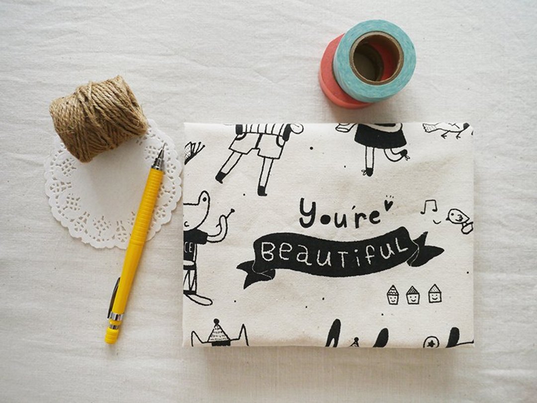 You're Beautiful - 10盎司棉质丝印手提袋 - 手提包/手提袋 - 棉 白色