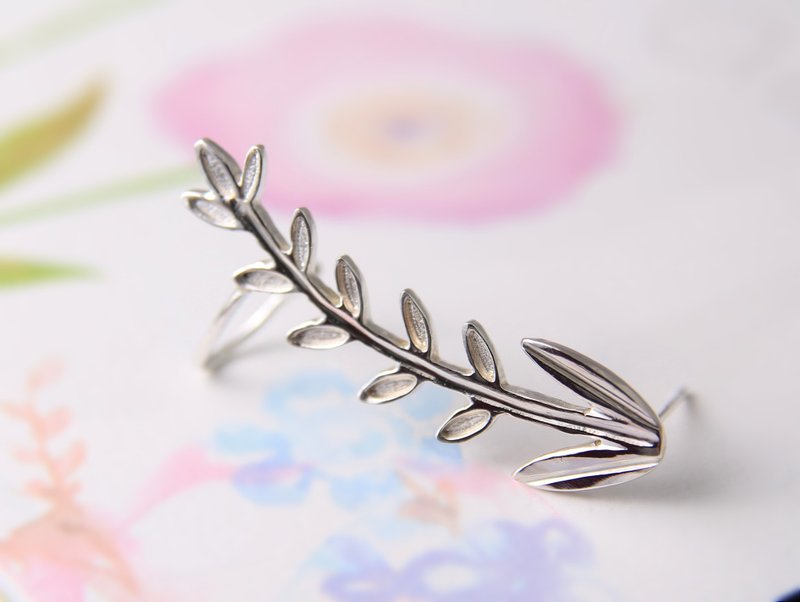 薰衣草耳环/耳骨夹/纯银耳环/单支耳环/无耳洞可戴 - 耳环/耳夹 - 纯银 银色