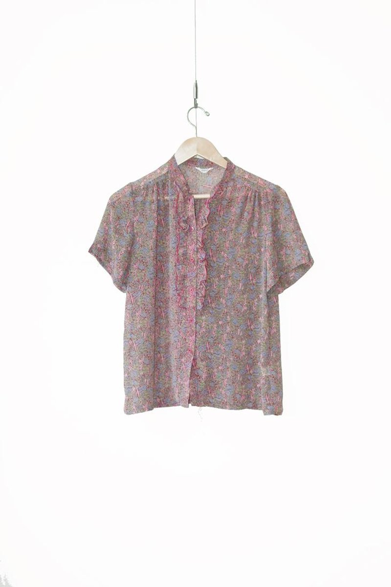 恰丸与猫♫~图纹古着衬衫 - 女装衬衫 - 其他材质 红色