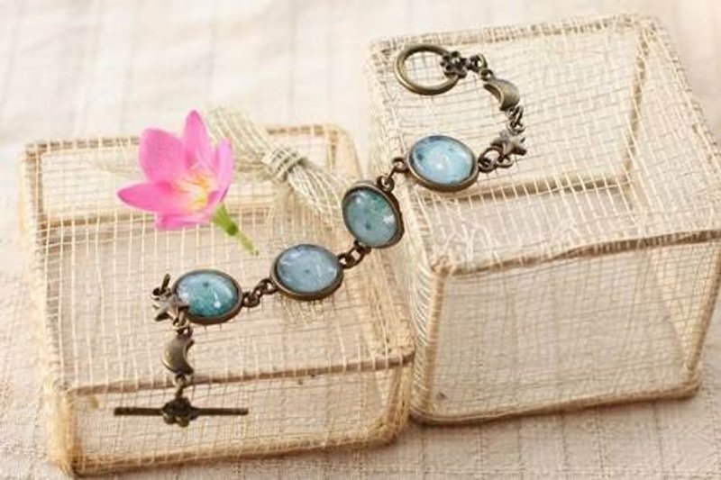 静夜星空古铜手炼·轻灵之森手工疗愈系 - 手链/手环 - 其他金属 蓝色