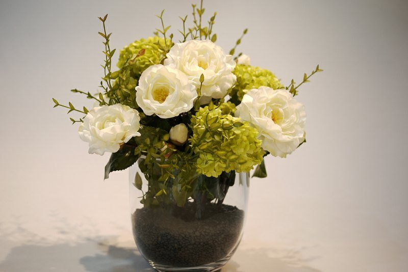 玻璃白茶花绿雪球花饰 - 植栽/盆栽 - 其他材质 