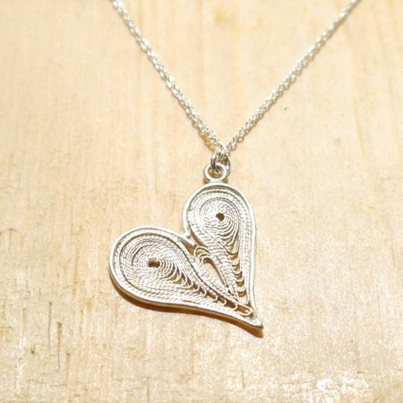 {情人节}专属心意纯银Filigree项链 - 项链 - 其他金属 白色