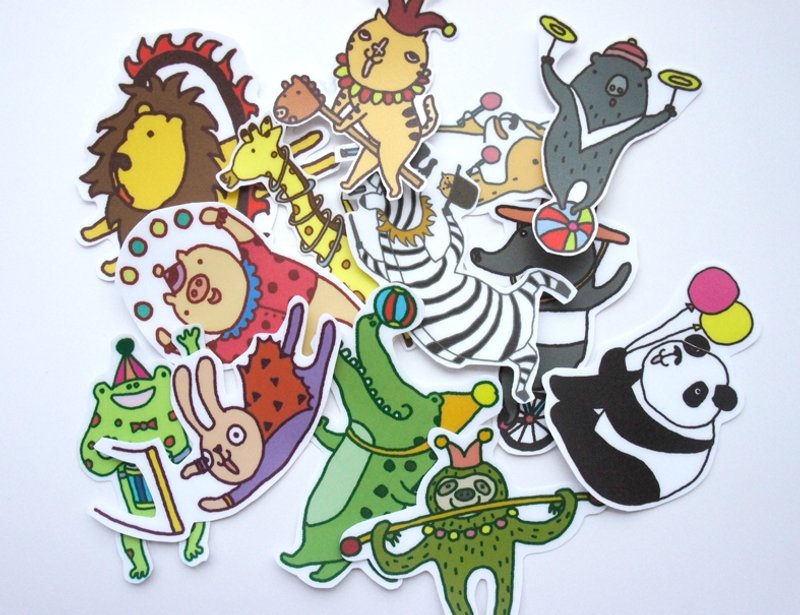 针线球 马戏团动物贴纸(套装13张) - 贴纸 - 纸 多色