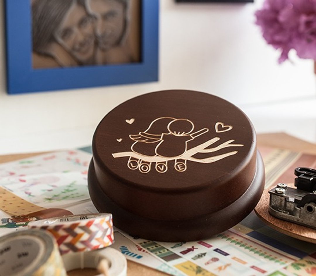 一起看心心音乐盒 - 定制化刻字 -【Love系列】 - 其他 - 木头 咖啡色