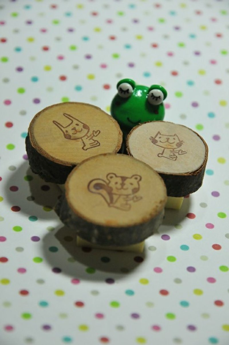 手刻印章 / 原木底座小动物章 - 其他 - 塑料 白色