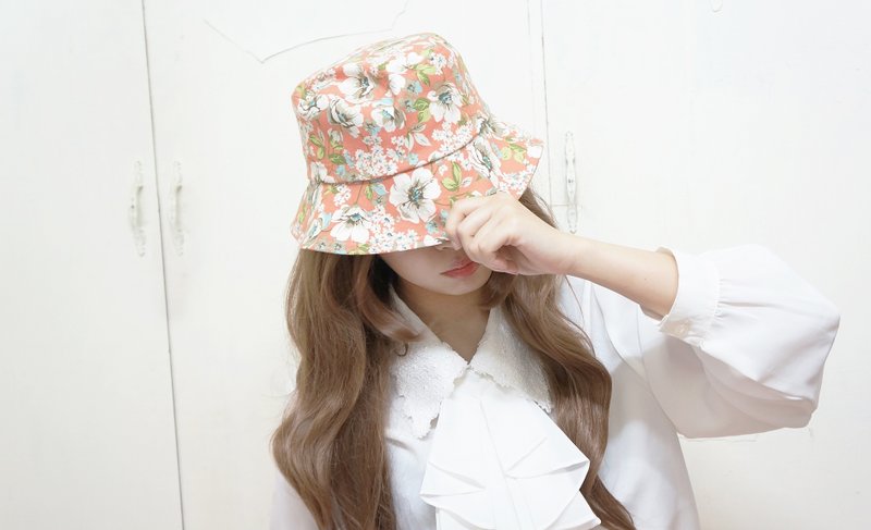 [ 现货 M ] 好春日渔夫帽 | 粉橘色的小草花园 - 帽子 - 其他材质 橘色