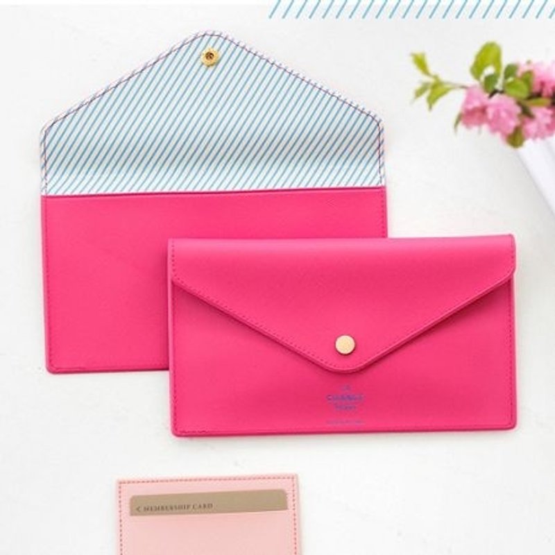 Dessin x Iconic-信箴金扣万用信封包-经典桃,ICO81463 - 其他 - 真皮 粉红色