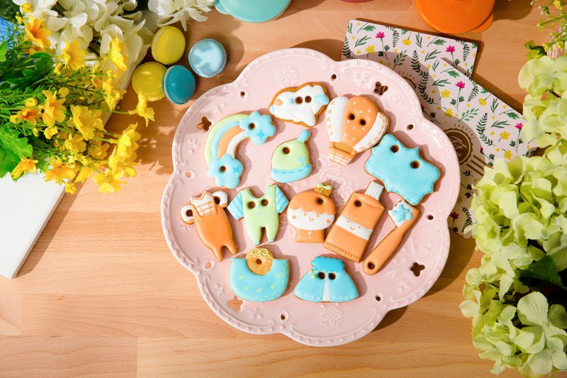 【收涎饼干】阳光小清新 迷你12片 - 满月礼盒 - 新鲜食材 多色