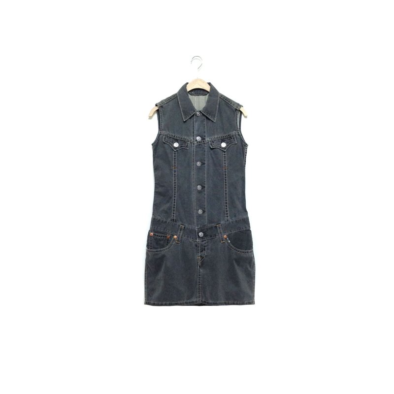 │千金难买早知道│丹宁灰连身裙VINTAGE/MOD'S - 洋装/连衣裙 - 其他材质 