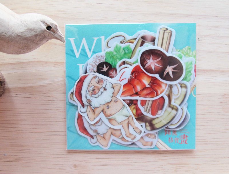 【火锅圣诞老人】贴纸 - 贴纸 - 纸 绿色