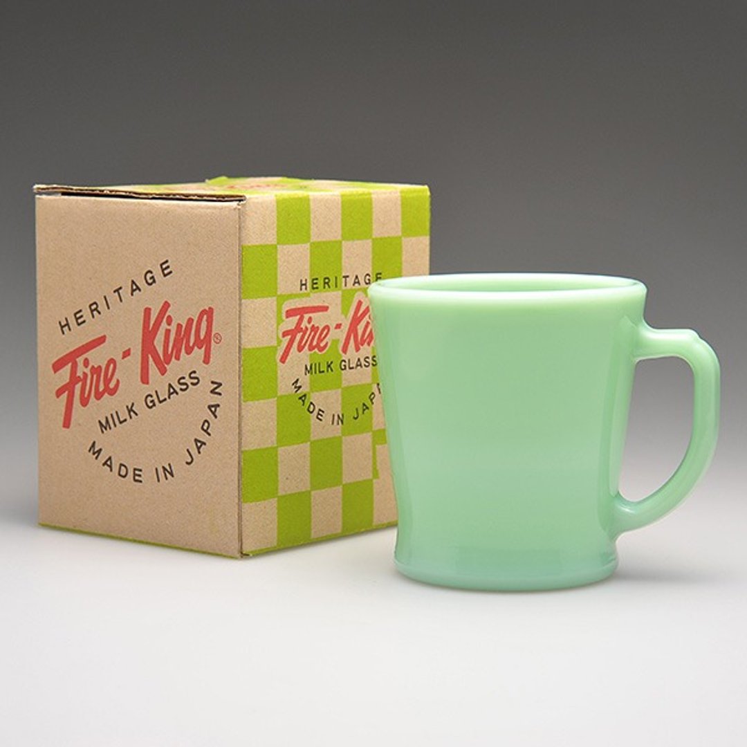 FIRE KING 经典翡翠绿D柄马克杯 - 咖啡杯/马克杯 - 玻璃 