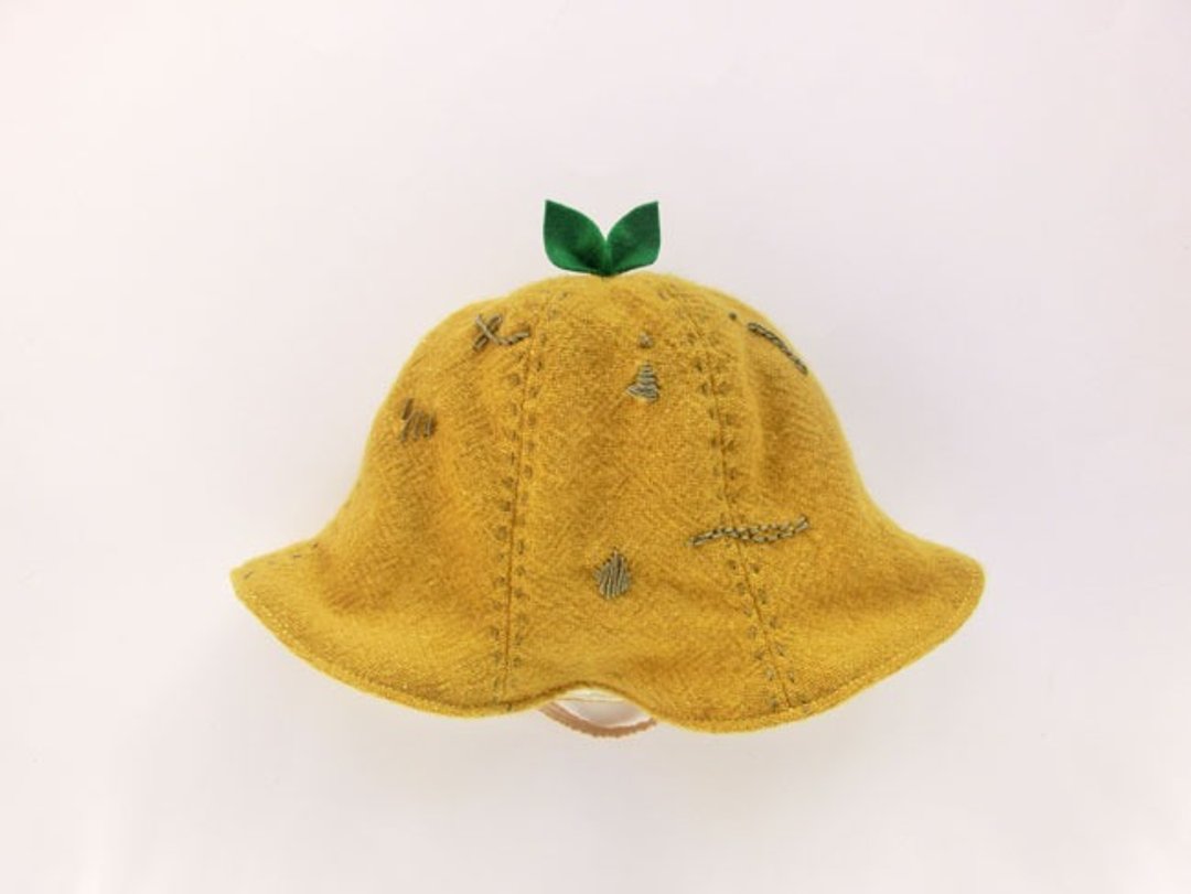 Winter Limited Edition* Grow Up! Wool Leaf Hat / Leaves & Nutrients (Mustard) - 围嘴/口水巾 - 其他材质 黄色