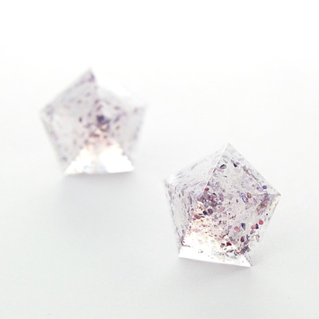 Pentagon Pierce (lavender) - 耳环/耳夹 - 其他材质 紫色