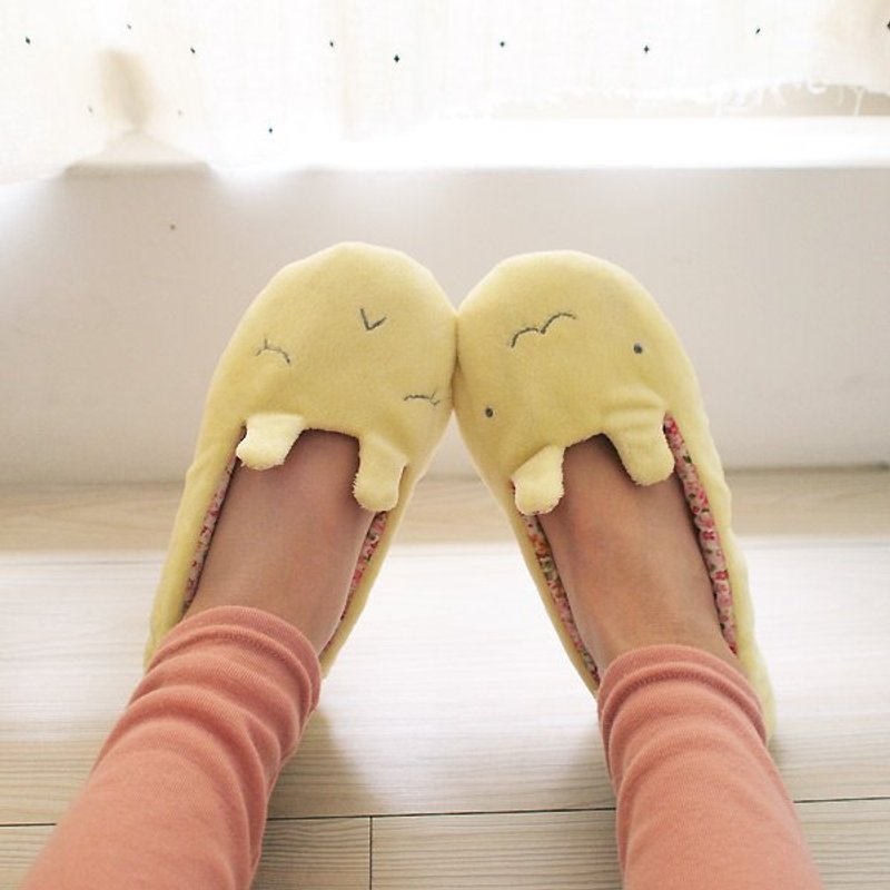 hairmo。笑一个兔室内暖暖拖鞋-黄 - 室内拖鞋 - 其他材质 黄色