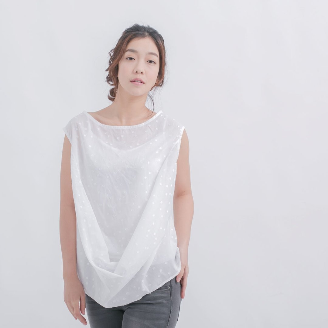 Heidi 珠滴无袖上衣/白 - 女装上衣 - 棉 白色