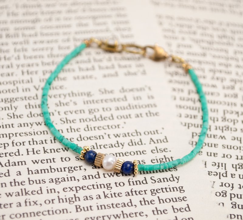 // La Don // 【春纤细-天然石-草根】 - 手链/手环 - 其他金属 绿色