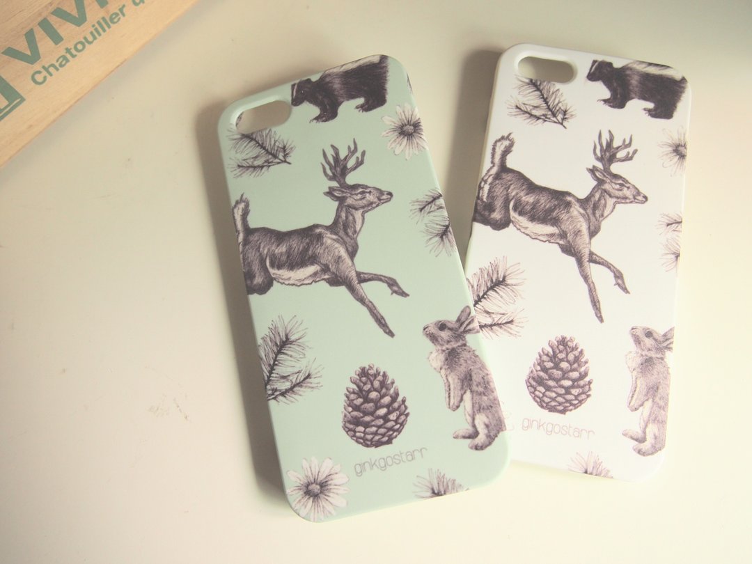 :: 圣诞礼物 ::森林里的动物们 手机壳  iPhone 5/5s 4/4s - 平板/电脑保护壳 - 塑料 白色