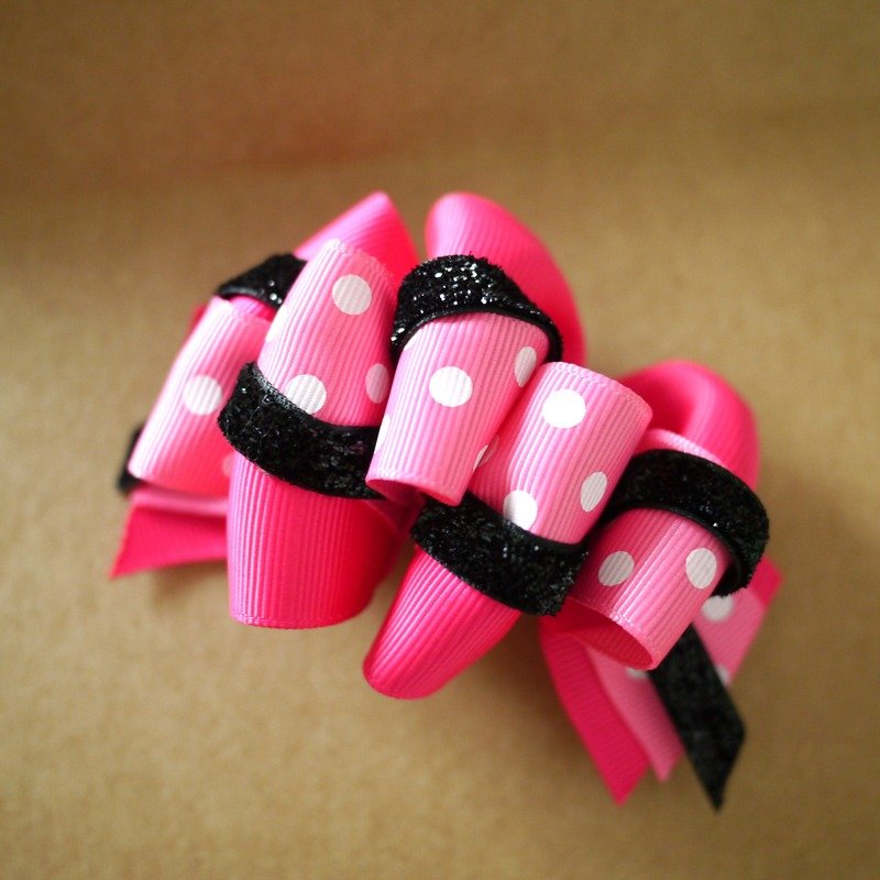 米妮Minnie Mouse主题儿童发夹(funky loops) - 围嘴/口水巾 - 丝．绢 粉红色