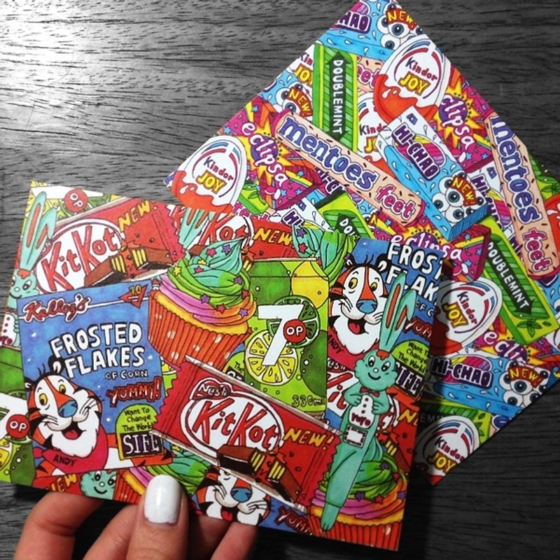 ▌好爱吃零食明信片(2款) - 卡片/明信片 - 纸 多色