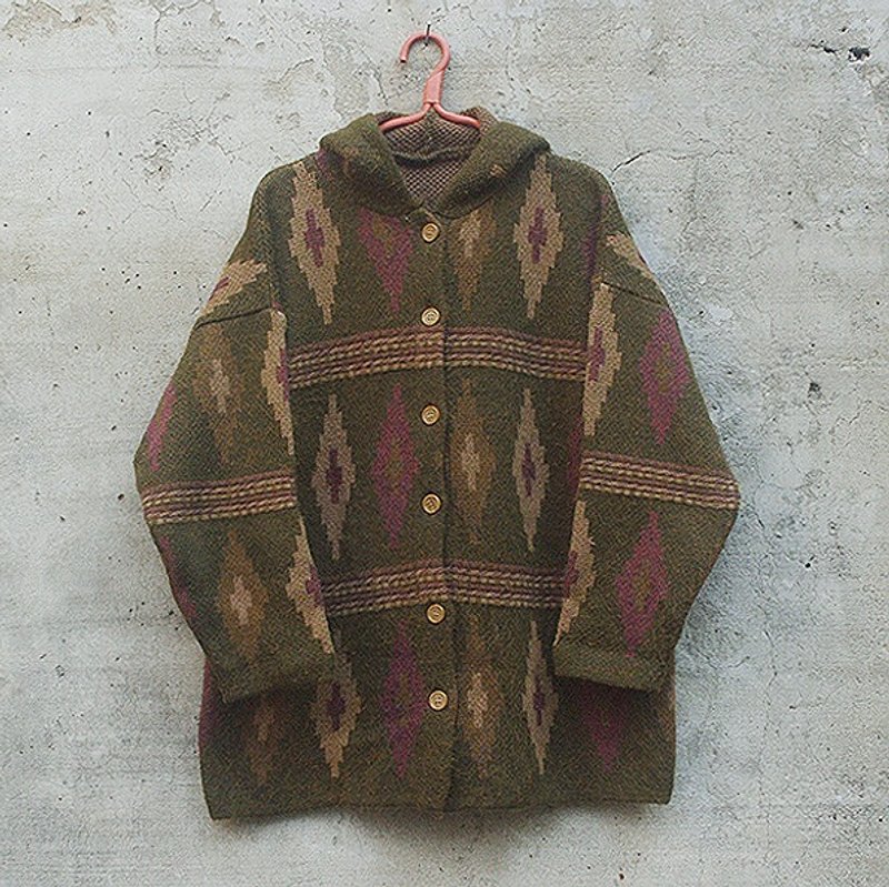 墨绿毛料连帽外套 - 男装针织衫/毛衣 - 其他材质 绿色