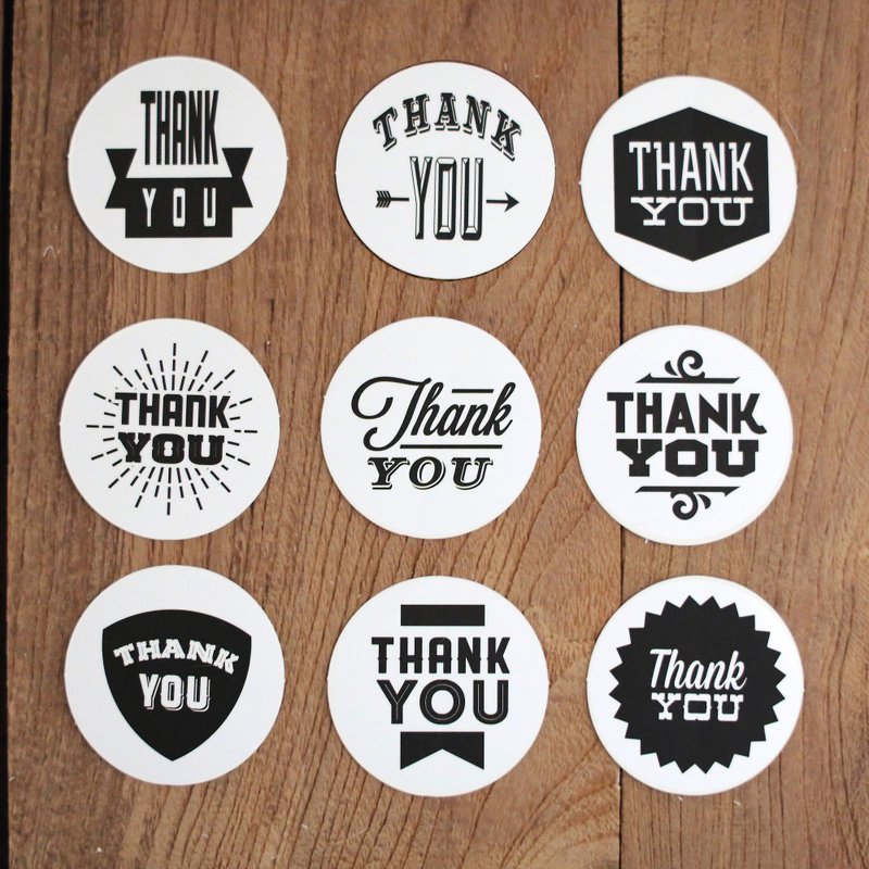 Dessin-By Nacoo 趣味时光造型圆贴(9入)-Thank U,BNC10548 - 贴纸 - 纸 黑色