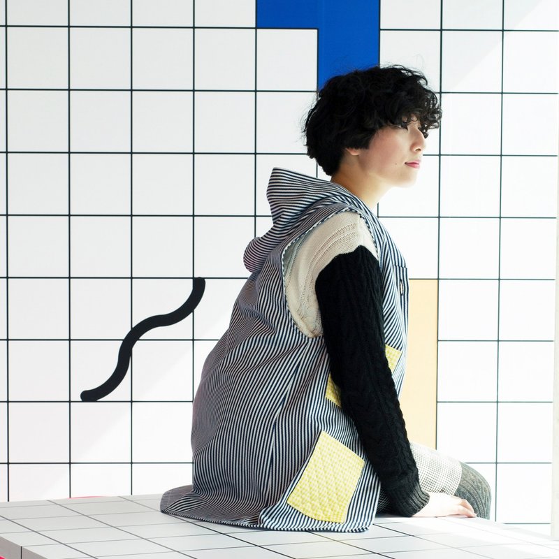 蓝砰砰连帽背心 - 女装背心 - 其他材质 蓝色