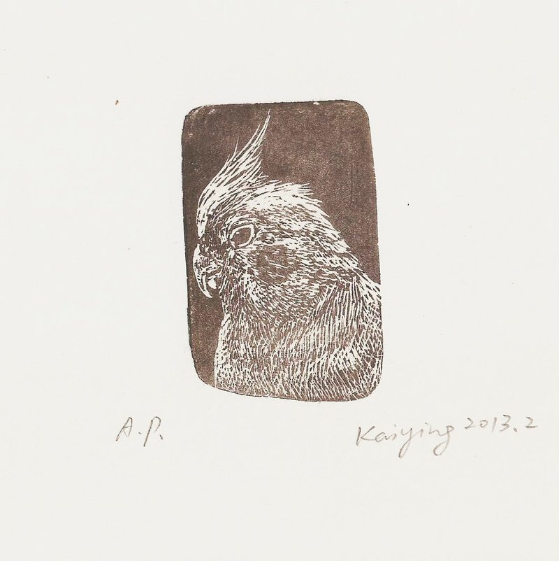 玄凤鹦鹉-版画原作小品 - 海报/装饰画/版画 - 纸 黑色