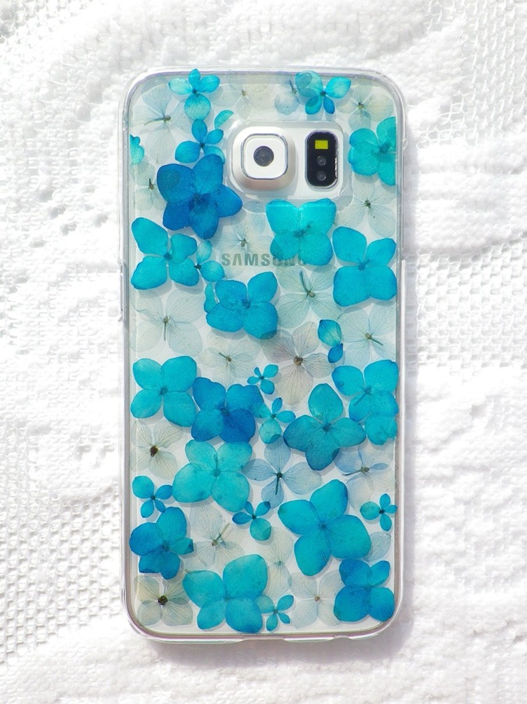 Anny's workshop手作押花手机保护壳，适用于Samsung Galaxy S6, 蓝色绣球花 - 手机壳/手机套 - 塑料 