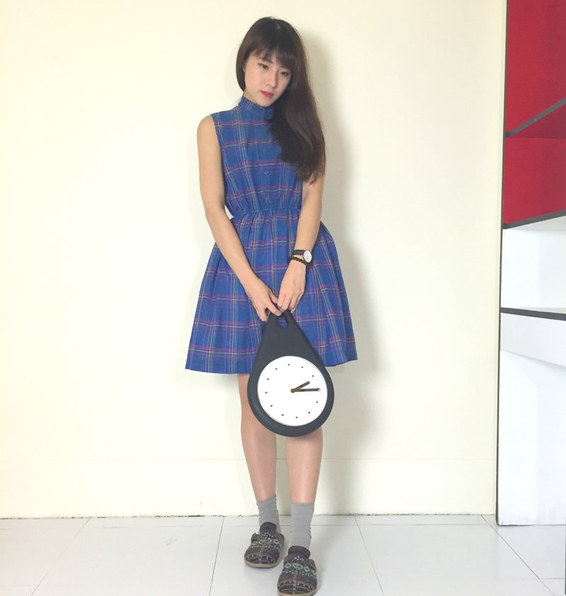 古着洋装_/ 海中央 / 纯色 / 棉料 - 洋装/连衣裙 - 其他材质 蓝色