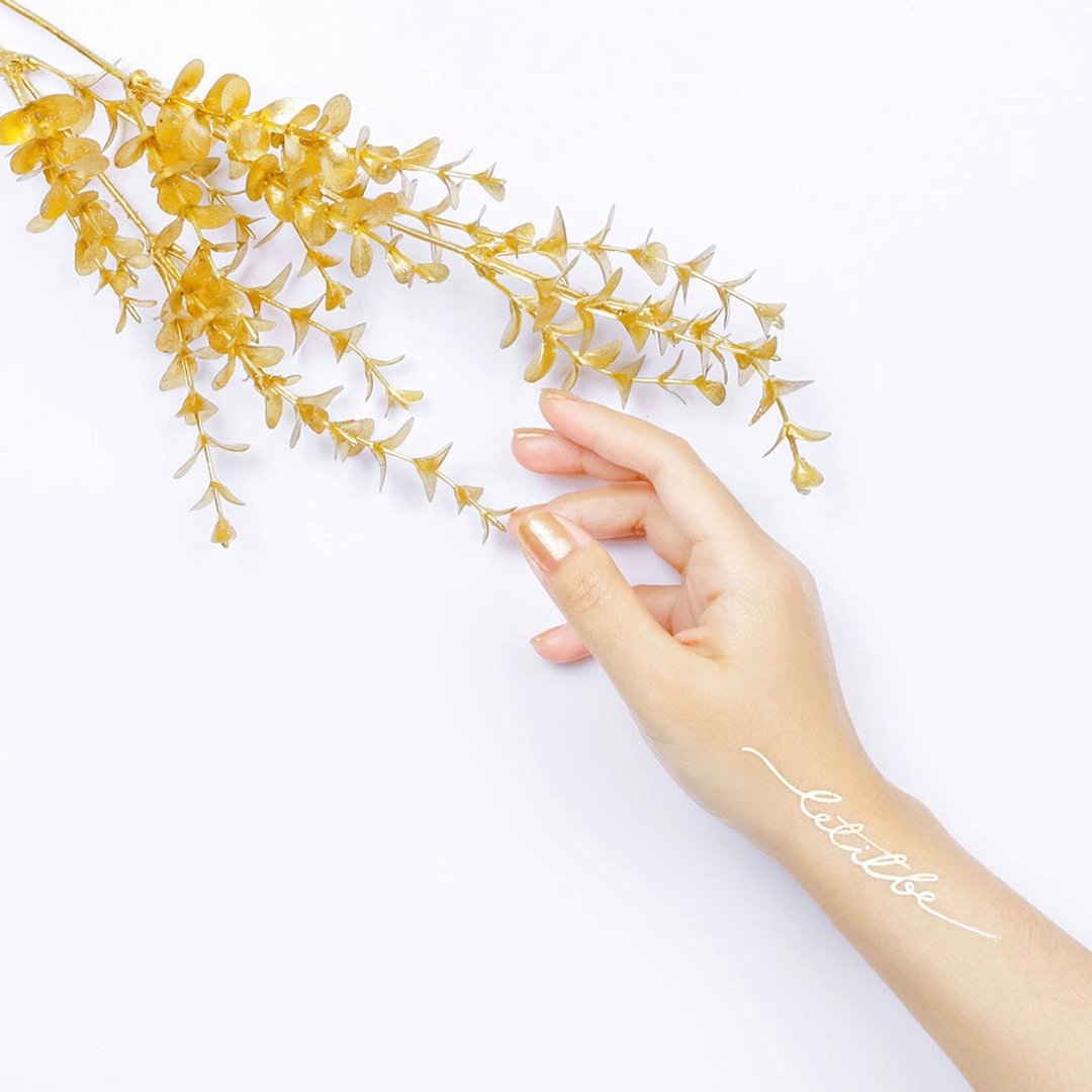 Surprise Tattoos / Let it be 手写 文字 金属 刺青 纹身贴纸 - 纹身贴 - 纸 金色