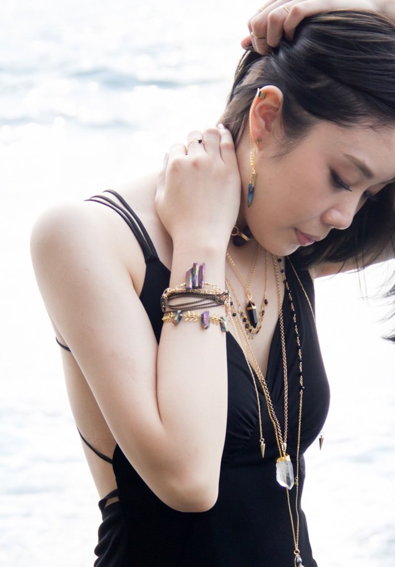 Ululani 彩虹火光钛晶手链 ｜天然石/矿石/原矿/限量手工｜ - 手链/手环 - 其他金属 金色