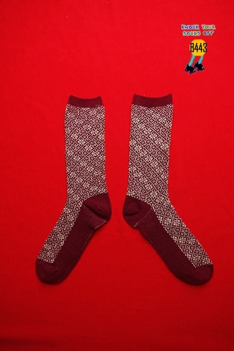 红白几何针织袜!!夏漪眺=knock your socks off !! - 袜子 - 其他材质 红色