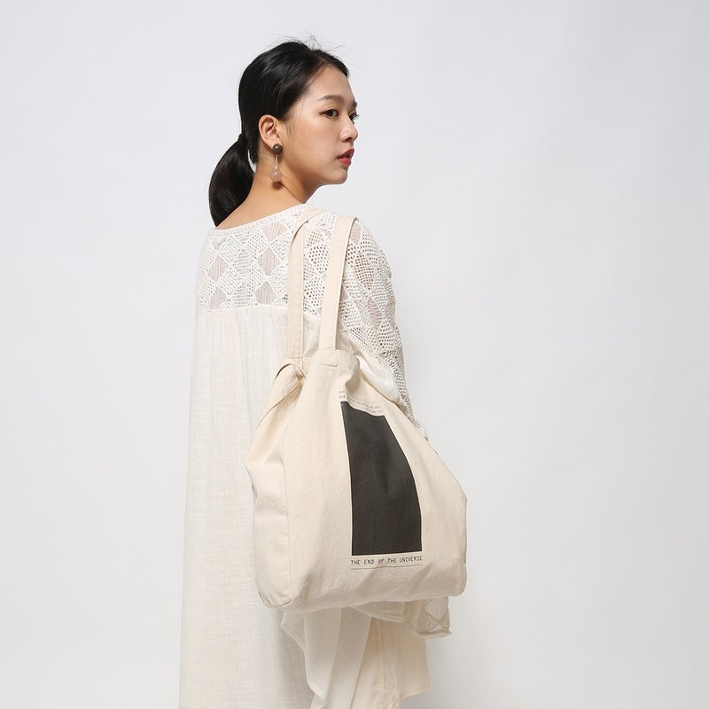 帆布袋 托特包 环保 可买空白 - 宇宙尽头黑 - 侧背包/斜挎包 - 棉．麻 黑色