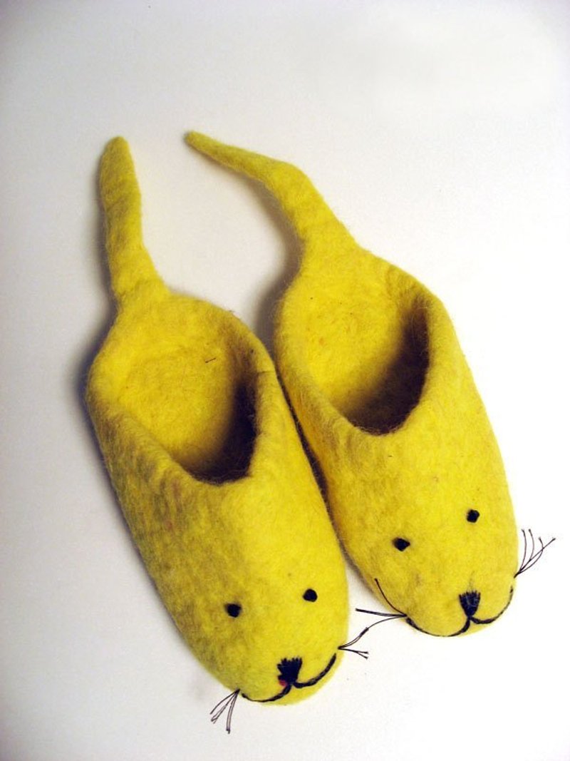 羊毛毡室内鞋-老鼠造型（黄）儿童鞋 最后ㄧ双 - 女款休闲鞋 - 羊毛 黄色