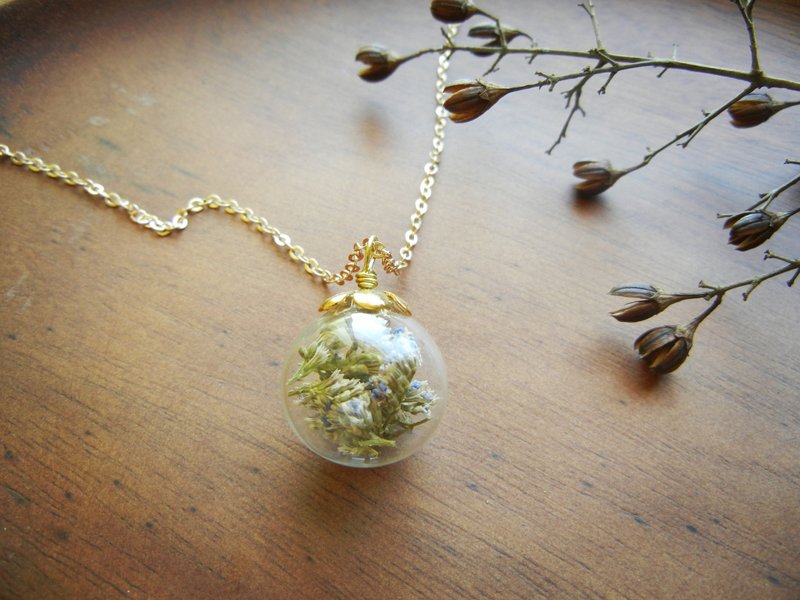 *coucoubird*胖胖的玻璃花盖项链-紫色情人草 - 项链 - 玻璃 紫色